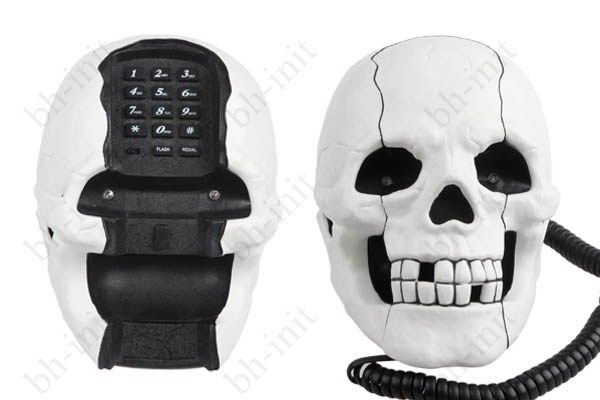 New White Crânio Forma Telefone Residencial w flash Olhos HL